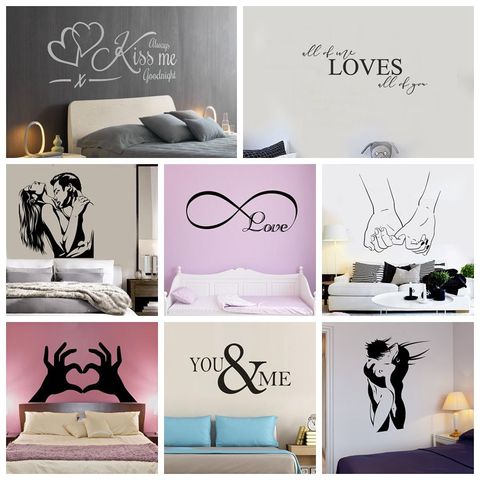 Nuevo diseño citas de amantes pegatina de pared para decoración de dormitorio adhesivos de decoración de habitaciones Sweet Home Girls Mural papel pintado ► Foto 1/6