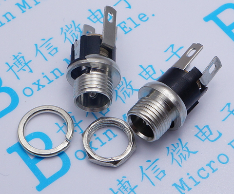 10 Uds DC025M 5,5*2,1/2,5mm DC hembra con tuerca 5.5x2 1/5 5x2,5mm alimentación DC Jack hembra conector de montura de Panel ► Foto 1/1