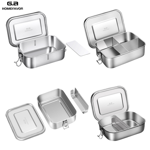 Fiambrera de acero inoxidable 304 de alta calidad, caja grande de Metal Bento para aperitivos, cajas de almacenamiento exterior nuevas personalizadas ► Foto 1/6