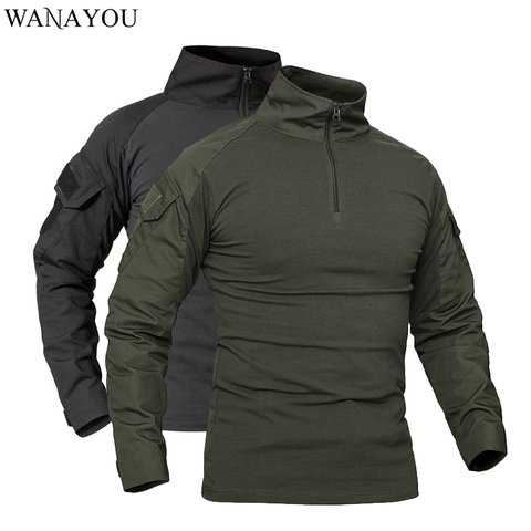 WANAYOU-camisetas militares tácticas al aire libre para hombre, camisas deportivas de manga larga de camuflaje, camiseta transpirable para caza, escalada y pesca ► Foto 1/6