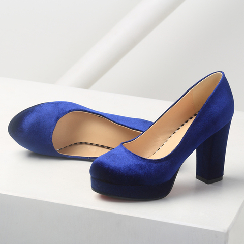 Zapatos de tacón alto elegantes para mujer, calzado de tacón aterciopelado, azul y rojo, para fiesta y boda, 2022 ► Foto 1/6