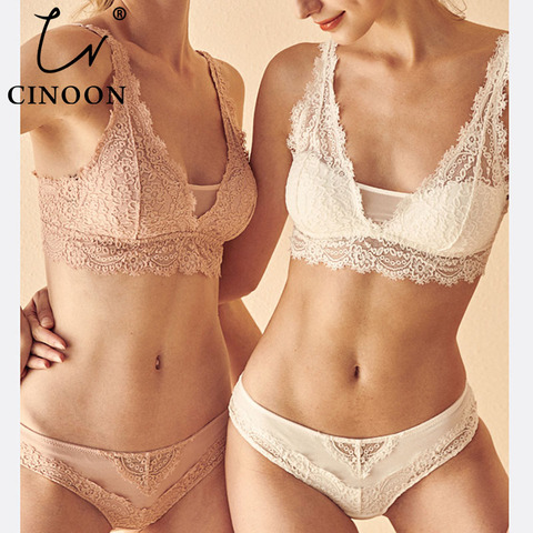 CINOON-Conjunto de sujetador Sexy para mujer, push up, bragas de tela de encaje, fino, transpirable, sujetador conjunto Jacquard, ropa interior Sexy, envío gratis ► Foto 1/6