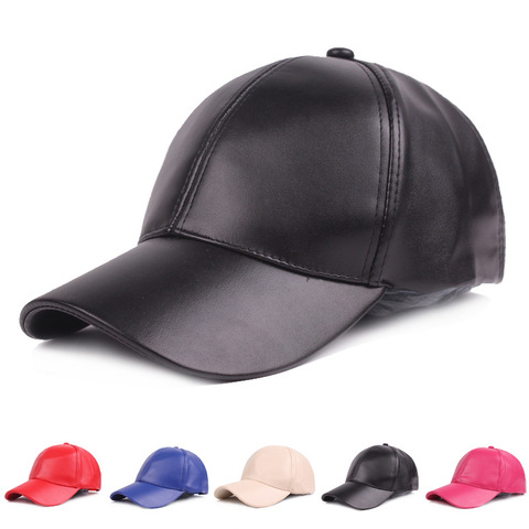 Sombrero de PU con visera de Gorra de béisbol de cuero para hombre y mujer, gorra de estilo Hip Hop, ligera, ajustable, para exteriores ► Foto 1/6