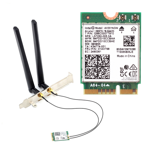 Adaptador inalámbrico de doble banda de 2,4 Gbps para Intel AX201, Kit de escritorio de 802.11ac/ax M.2 Key E CNVIo2 Wifi 6 Bluetooth 5,0, tarjeta de red ► Foto 1/5