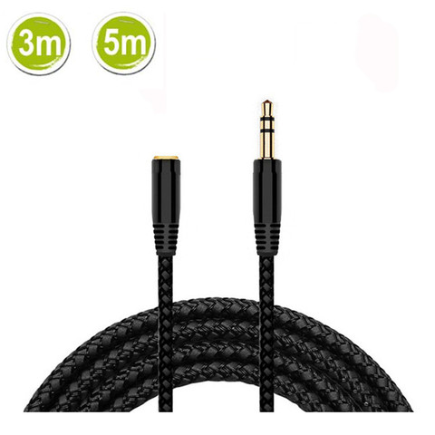 3m/5m Cable de extensión de auriculares 3,5mm Jack macho a hembra AUX Cable M/F extensor de Audio estéreo Cable para auricular 3,5mm Cable nuevo ► Foto 1/6