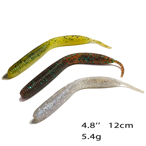 8 Uds 12cm 5,4g de agua de mar gusano Swimbait Shad de caucho de silicona cebos señuelo para pesca de sábalo impacto cebo Señuelos de Pesca blando ► Foto 1/6