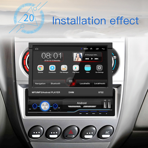 Radio para coche MP5 APP HD, pantalla retráctil FM, IOS, Android 8,1, pantalla táctil plegable, 1din, GPS, WIFI, Bluetooth, AUX, cámara de visión trasera ► Foto 1/6
