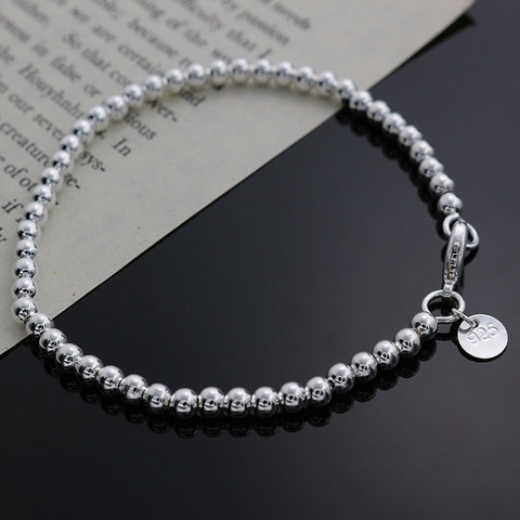 Bonita moda, elegante color dorado, plateado, cadena de cuentas de 4MM, pulsera bonita con letras para mujer, joyería preciosa de alta calidad H198 ► Foto 1/6