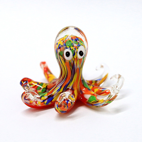 Cristal de Murano pulpo arte Figurines en miniatura Arco Iris colores hecho a mano lindo del animal de mar manualidades adornos decoración del acuario Accesorios ► Foto 1/5