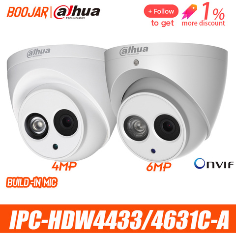 Dahua IPC-HDW4631C-A 4MP 6MP Cámara IP de red 2,8mm 3,6mm POE seguridad CCTV construido-en el MIC 30M 50M IR H.265 ► Foto 1/5