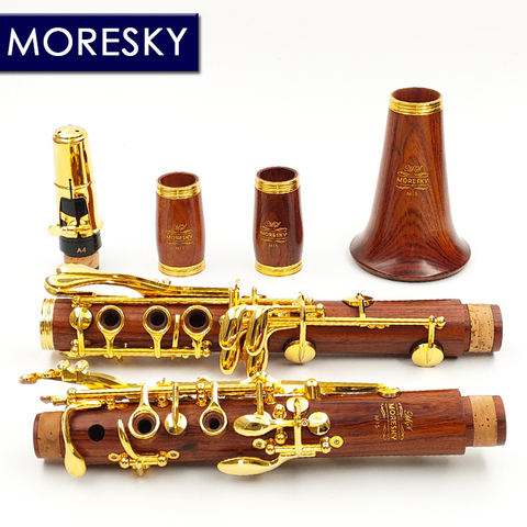 MORESKY-clarinete profesional de madera roja, bB, llaves chapadas en oro, madera sólida, Sib Klarnet ► Foto 1/6