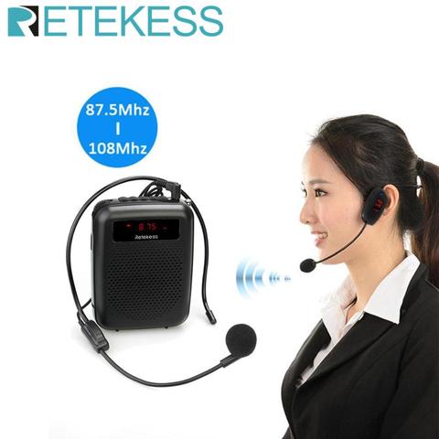 Megáfono portátil RETEKESS PR16R amplificador de voz, micrófono para profesores, altavoz, grabación FM de 12W con reproductor Mp3, Radio y grabadora FM ► Foto 1/6