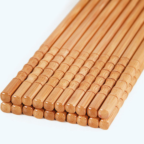 5 pares de palillos de madera de bambú natural artesanal palillos de carbonización chinos saludables palillos reutilizables de comida de Sushi vajilla ► Foto 1/6