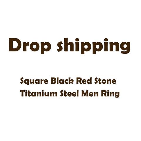 Tripshiping-anillo cuadrado de acero y titanio para hombre, piedra roja y negra, Retro, Rock, Punk, accesorios de joyería para hombre, regalo ► Foto 1/1