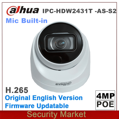 Original Dahua IP 4MP IPC-HDW2431T-AS-S2 reemplazar IPC-HDW4433C-A WDR POE IR ojo cámara de red construido-en el micrófono ► Foto 1/1