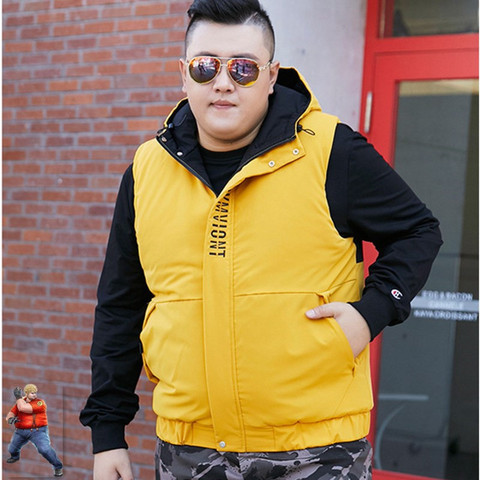 Chaqueta gruesa sin mangas para hombre, de talla grande chaleco con capucha, cálido, para otoño e invierno, 6XL, 7XL, 8XL, 9XL, negro y amarillo ► Foto 1/6