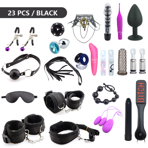 Juguetes sexuales para parejas, productos sexuales para adultos y hombres, bdsm, bondage, vibrador, esposas sexuales, tapón Anal, pezones, 23 Uds. ► Foto 1/6