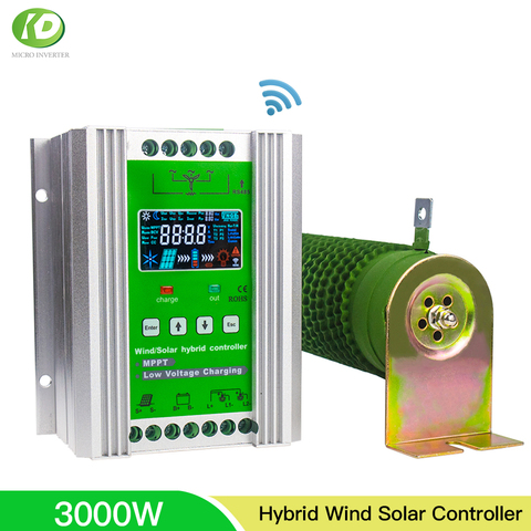 Controlador de carga Solar de viento híbrido MPPT, 3000W, potenciador de 12V, 24V, 48V, regulador con carga de descarga para sistema Off, generador de viento PV ► Foto 1/6