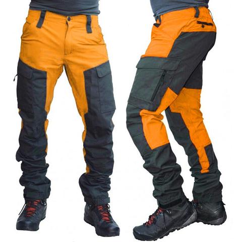 Pantalones largos tipo Cargo deportivos para hombre, varios bolsillos, bloque de Color, a la moda, informales ► Foto 1/6