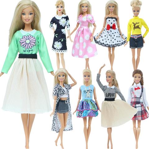1 Conjunto de moda Multicolor traje onda punto vestido camisa Denim rejilla falda diario ropa Casual accesorios ropa para muñeca Barbie ► Foto 1/6