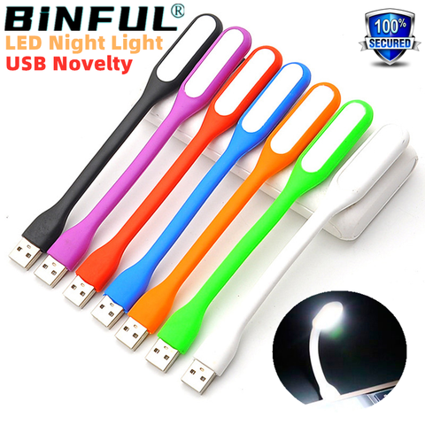 BiNFUL-Lámpara LED de noche para PC, Banco de energía, portátil, con 6 Chips LED, lámpara de mesa pequeña Flexible de 360 grados, Mini luces de escritorio USB ► Foto 1/5