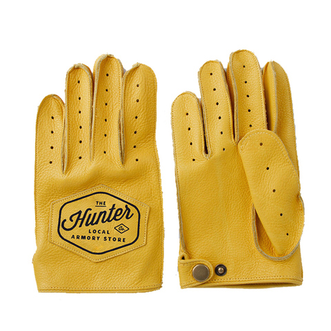 Guantes de cuero genuino para hombre NR49, de dedo completo, amarillo, transpirables, de cuero de vaca, para motocicleta, para entrenamiento y conducción ► Foto 1/6