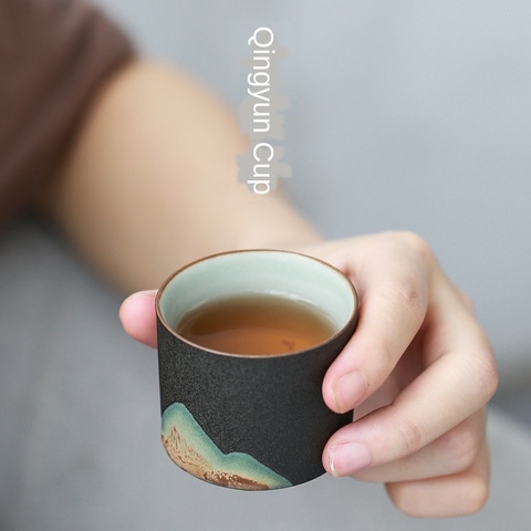 Taza de té Zen pintada a mano, vaso Maestro de cerámica de estilo chino Retro, juego de té de kung-fu, tazas pequeñas ► Foto 1/5