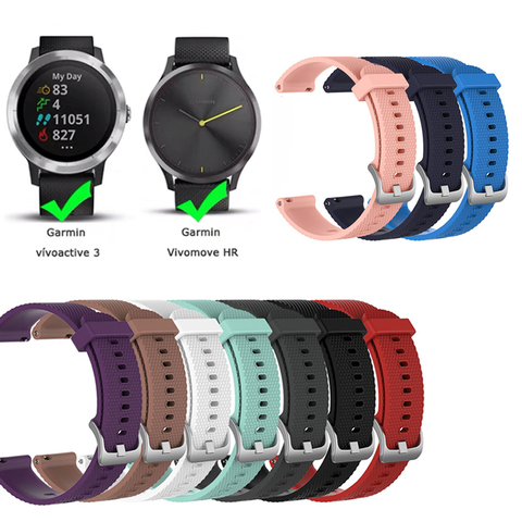 Repuesto de silicona blanda correa para Garmin Vivoactive3 Vivomove HR pulsera inteligente para Garmin Vivoactive 3 correa de pulsera ► Foto 1/6