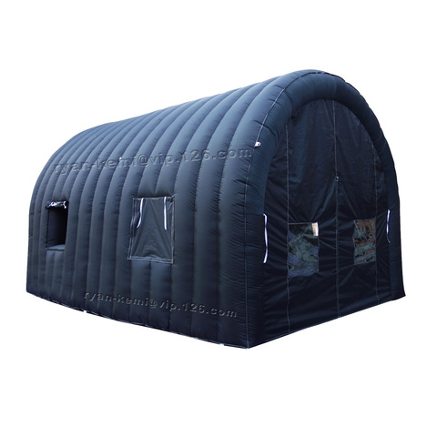 Tienda de túnel inflable negra completa de 6mLx4mWx3. 5mH con ventana transparente para puerta para eventos tienda inflable para fiestas ► Foto 1/6