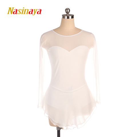 Nasinaya-vestido de patinaje personalizado, falda de competición de hielo para niñas y niñas, ropa de gimnasia, blanco y azul ► Foto 1/6