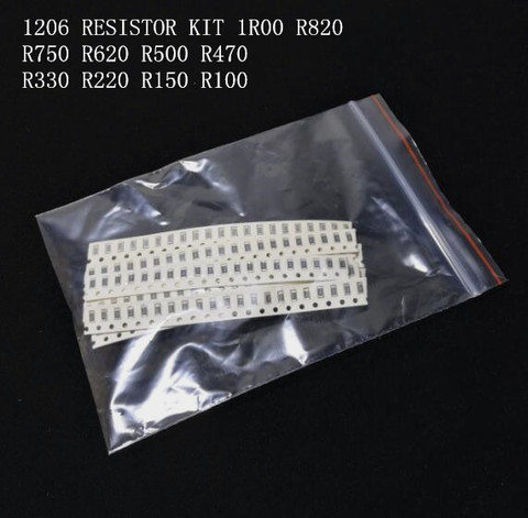 Kit de resistencia 1206 SMD, 200 Uds., 10 tipos * 20 piezas Uds. 1% = Uds., 1R00 R820 R750 R620 R500 R470 R330 R220 R150 R100 ► Foto 1/4