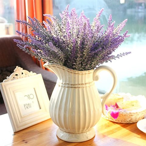 Ramo de flores artificiales de lavanda, decoración de jardín al aire libre, flor falsa de alta calidad para el hogar, 1 unidad ► Foto 1/6