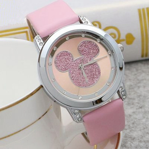 Reloj de cuarzo de Mickey Mouse Minni para niños, relojes de dibujos animados con diamantes de cristal para mujeres estudiantes, reloj de Anime dorado para niñas ► Foto 1/6