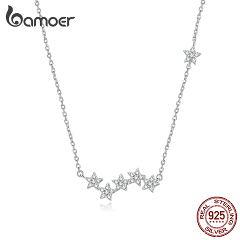 Bamoer de Plata de Ley 925 CZ claro brillantes COLLAR COLGANTE de estrellas para las mujeres Boda REGALOS de familia joyería fina SCN419 ► Foto 1/6