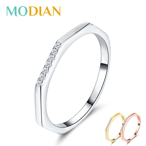 Modian-Anillo de dedo apilable para mujer, de Plata de Ley 925, 3 colores, joyería Original, regalo ► Foto 1/4