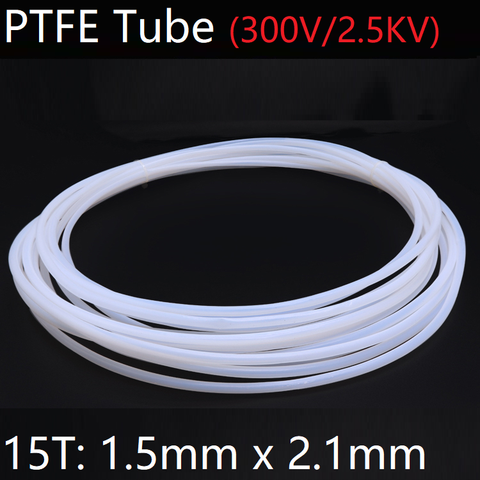 Tubo de transmisión de alta temperatura, 15T, 1,5mm x 2,1mm, tubo de PTFE T eflon aislado capilar rígido F4, 300V, blanco ► Foto 1/6