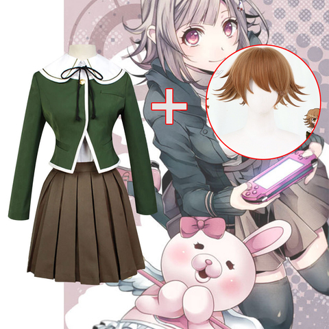 Danganronpa-Disfraz de Cosplay para mujer, uniforme escolar, abrigo/falda/abrigo, cosplay de Anime, Chihiro Fujisaki, V3, novedad ► Foto 1/6