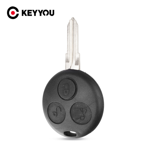 KEYYOU-carcasa de repuesto de 3 botones para Mercedes Benz, carcasa de la llave a distancia del coche para Mercedes Benz SMART Fortwo, hoja sin cortar, gran oferta ► Foto 1/6