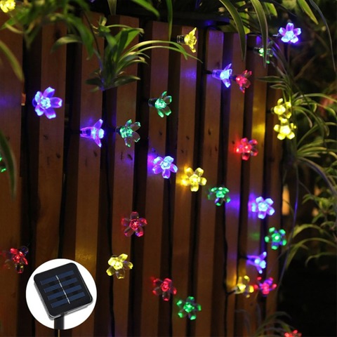 luces led decoracion Luces solares de jardín de 7 M luces LED de cuerda iluminación exterior guirnalda de flores a prueba de agua para la calle césped decoración de Patio Festoon luces de navidad ► Foto 1/6