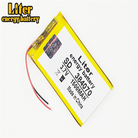 3,7 V,1500mAH 384070 PLIB (batería de polímero de iones de litio/iones de litio) para reloj inteligente, GPS,mp3,mp4, teléfono móvil, altavoz ► Foto 1/4