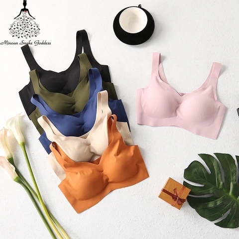 Sujetador sin costuras para mujer, ropa interior Sexy, Bralette de realce, sin aros, lencería acolchada para dormir ► Foto 1/6