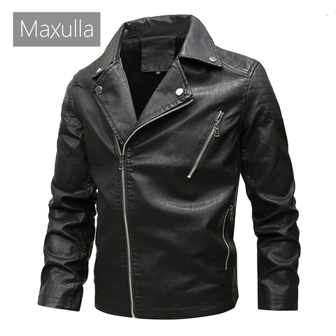 Maxulla chaqueta de hombre PU de moda para hombre de cuero de motorista abrigos chaqueta casual Slim de cuero Punk motocicleta chaquetas ropa 6XL ► Foto 1/6