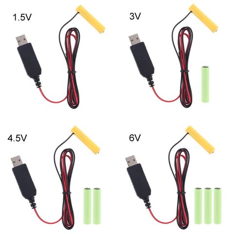 Batería Universal LR03 AAA Eliminador de Batería 2m, Cable de alimentación USB de reemplazo de 1 a 4 Uds. AAA 1,5 V para linterna eléctrica de juguete C ► Foto 1/6