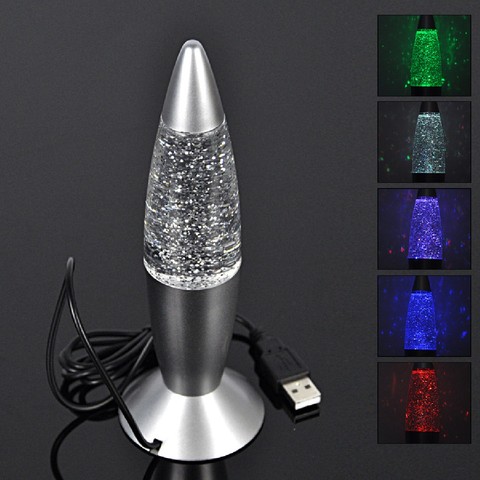 Rocket-Lámpara de Lava 3D multicolor, lámpara de Noche de Ambiente con purpurina LED RGB, regalo de Navidad, para mesita de noche, 1 ud. ► Foto 1/6