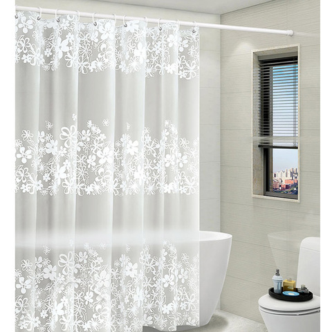 Cortinas De ducha De flores, impermeables, PEVA Floral, para baño, bañera, gran cubierta De baño, ganchos, Rideau De Bain ► Foto 1/6