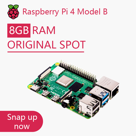 Original oficial Raspberry Pi Modelo B, placa de desarrollo, Kit de RAM 2G 4G 8G 4 Core CPU 1,5 Ghz 3 Speeder que Pi 3B + ► Foto 1/5