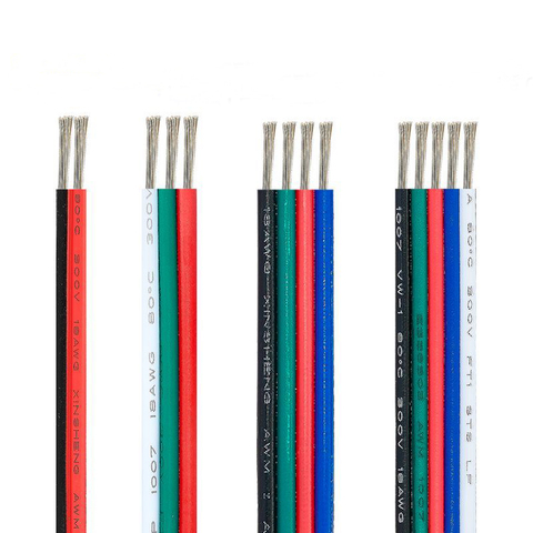 10m de Cable 2 pin/3pin/4pin/5pin cable 22/20/18AWG de PVC Cable eléctrico alambre de cobre estañado para WS2812B RGB LED Luz de tira ► Foto 1/6