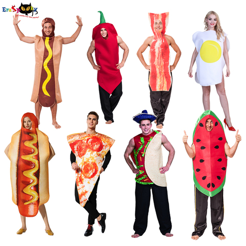 Disfraz de fiesta de Carnaval para niños y adultos, disfraz de comida divertida para Halloween y Navidad, vestido de lujo familiar, Pizza, perritos calientes, trajes de vacaciones ► Foto 1/6