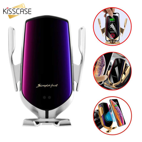 KISSCASE-Soporte de teléfono para coche, sujeción automática, carga rápida, cargador inalámbrico, 10W, para iPhone 12, 11, XR, Samsung ► Foto 1/6