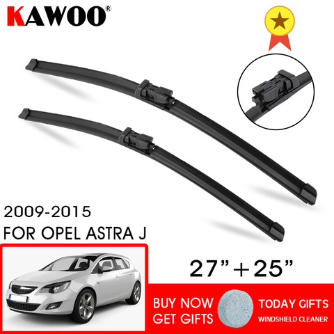 KAWOO-escobilla limpiaparabrisas de coche, escobilla limpiaparabrisas de goma para Opel Astra J, brazos de botón de ajuste de 27 y 25 pulgadas, 2009, 2010, 2011, 2012, 2013, 2014, 2015 ► Foto 1/6